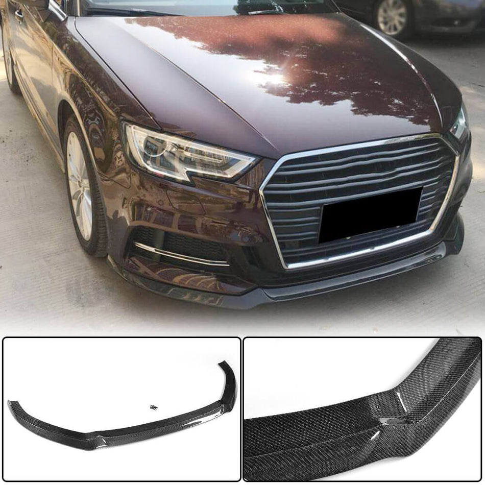 Audi S3 A3 Sline 8V.5 Hatchback 2017-2019 Front Bumper Lip Carbon Fiber-Ahacarbon