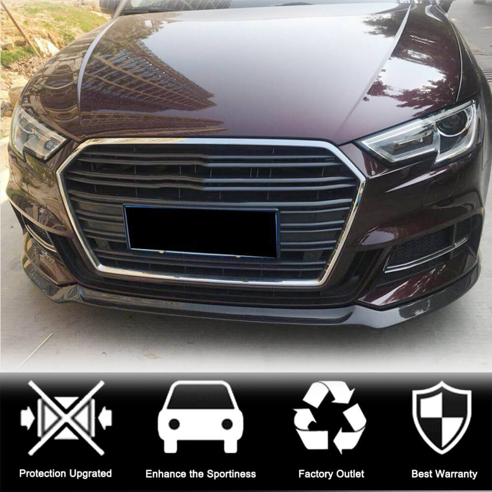Audi S3 A3 Sline 8V.5 Hatchback 2017-2019 Front Bumper Lip Carbon Fiber-Ahacarbon