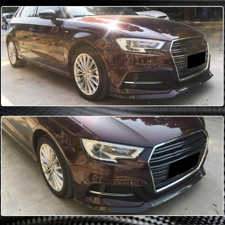 Audi S3 A3 Sline 8V.5 Hatchback 2017-2019 Front Bumper Lip Carbon Fiber-Ahacarbon