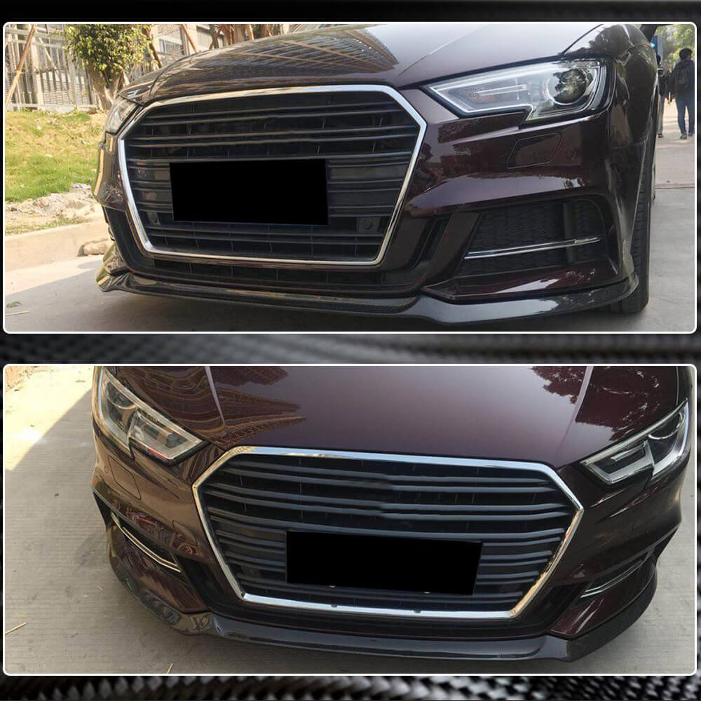 Audi S3 A3 Sline 8V.5 Hatchback 2017-2019 Front Bumper Lip Carbon Fiber-Ahacarbon