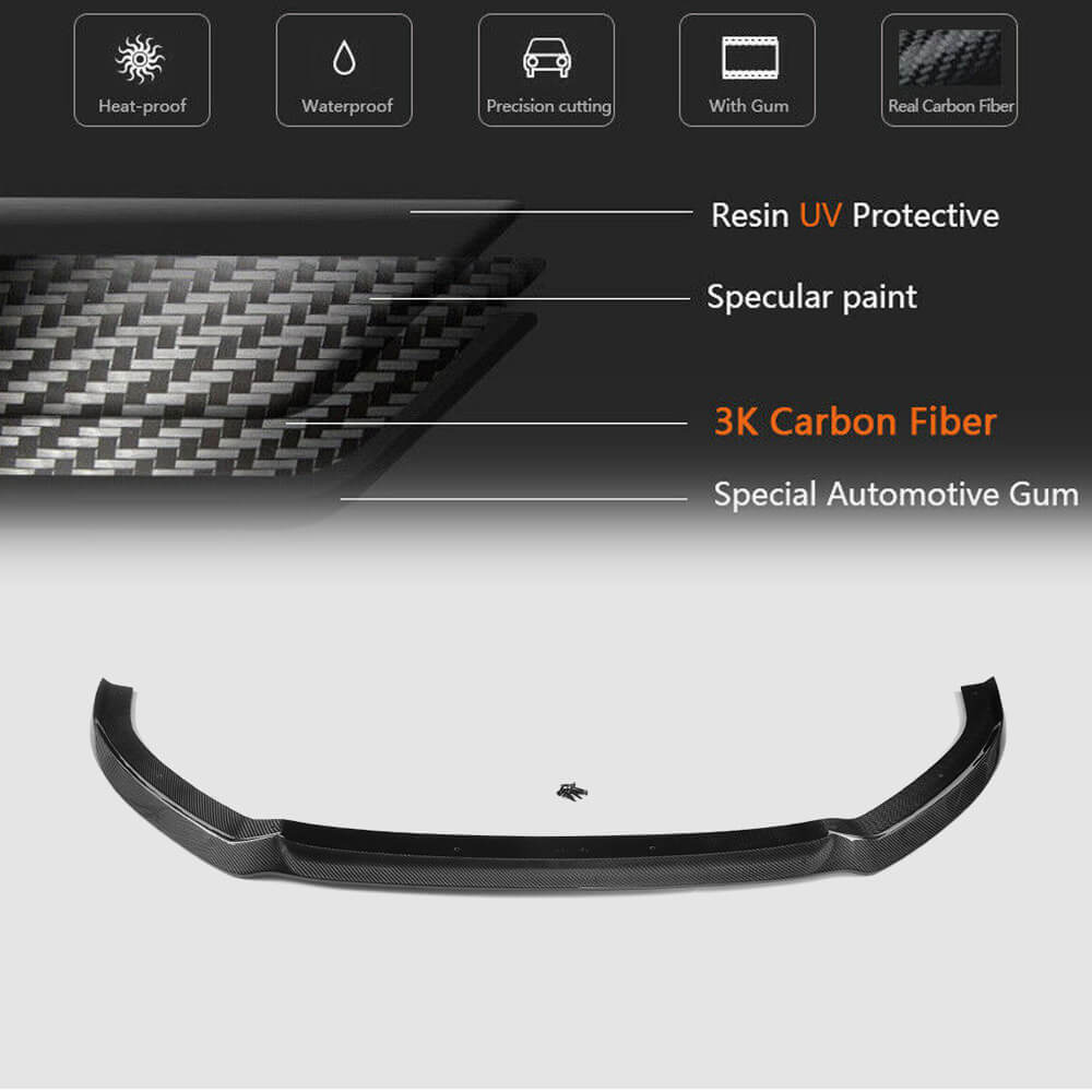 Audi S3 A3 Sline 8V.5 Hatchback 2017-2019 Front Bumper Lip Carbon Fiber-Ahacarbon