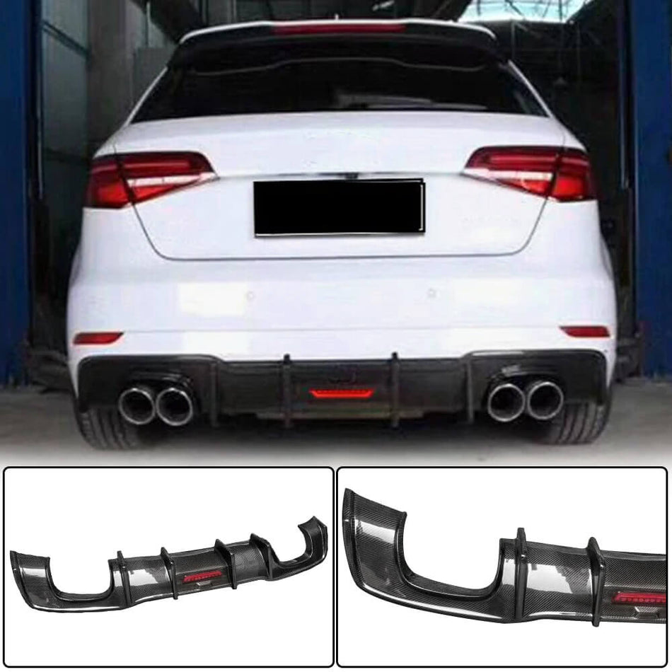 Audi S3 A3 Sline 8V.5 Hatchback Facelift 2017-2020 Rear Bumper Diffuser Carbon Fiber-Ahacarbon