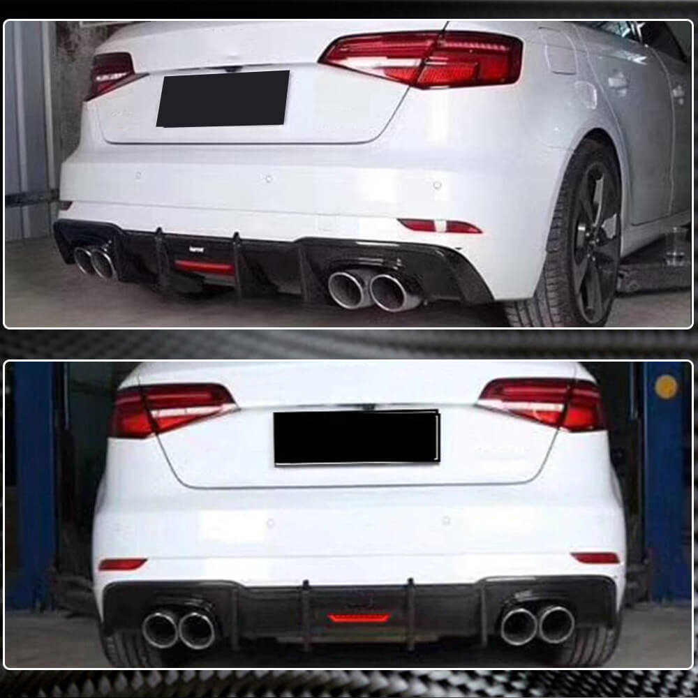 Audi S3 A3 Sline 8V.5 Hatchback Facelift 2017-2020 Rear Bumper Diffuser Carbon Fiber-Ahacarbon
