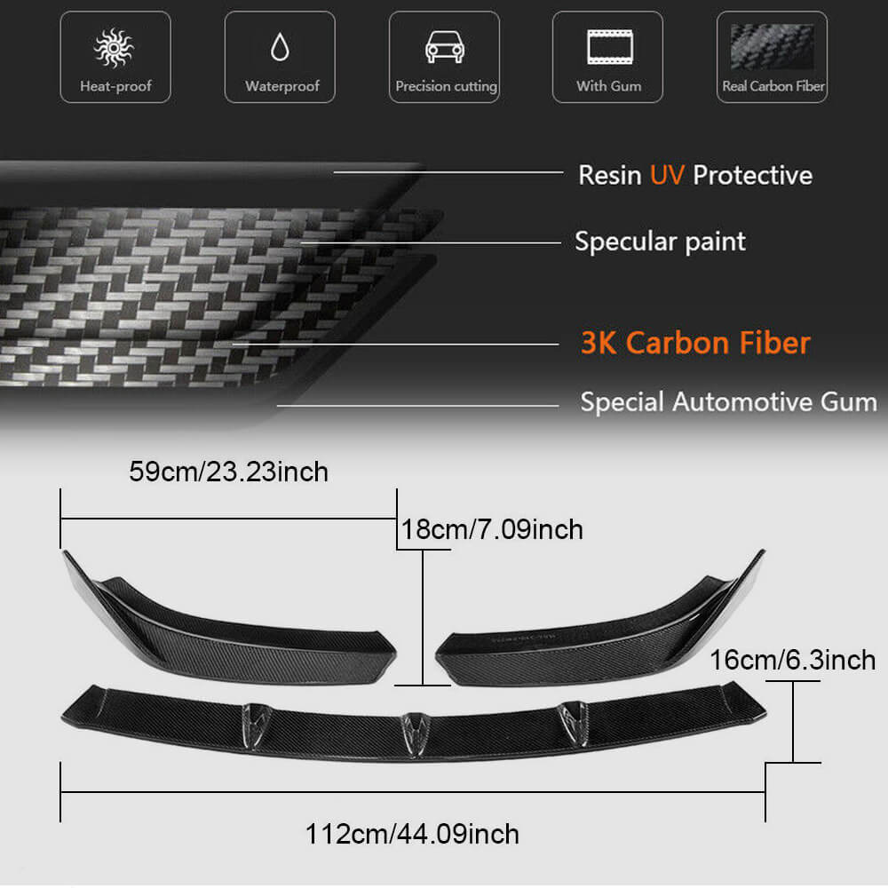 Audi S3 A3 Sline 8V.5 Sedan 2017-2020 Front Bumper Lip Carbon Fiber-Ahacarbon