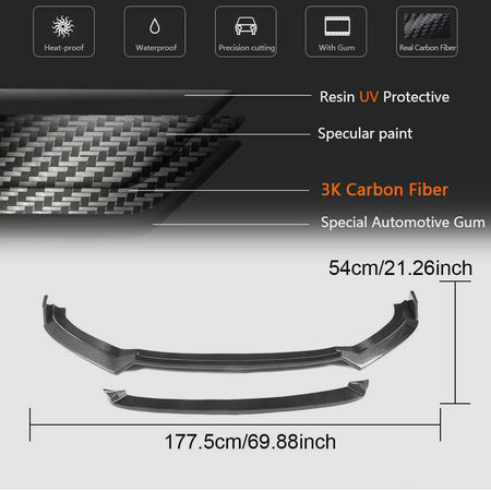 Audi S3 A3 Sline 8V.5 Sedan 2017-2020 Front Bumper Lip Carbon Fiber-Ahacarbon