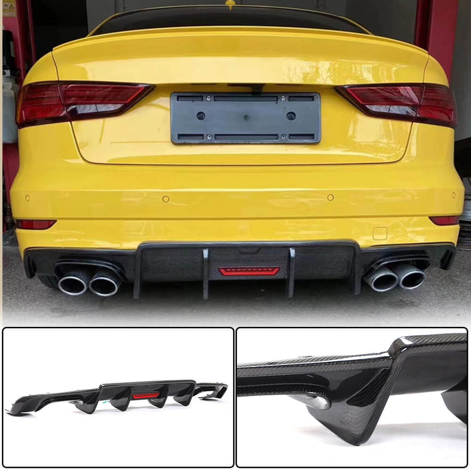 Audi S3 A3 Sline 8V.5 Sedan Facelift 2017-2020 Rear Bumper Diffuser Carbon Fiber-Ahacarbon