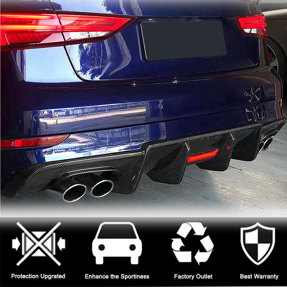 Audi S3 A3 Sline 8V.5 Sedan Facelift 2017-2020 Rear Bumper Diffuser Carbon Fiber-Ahacarbon