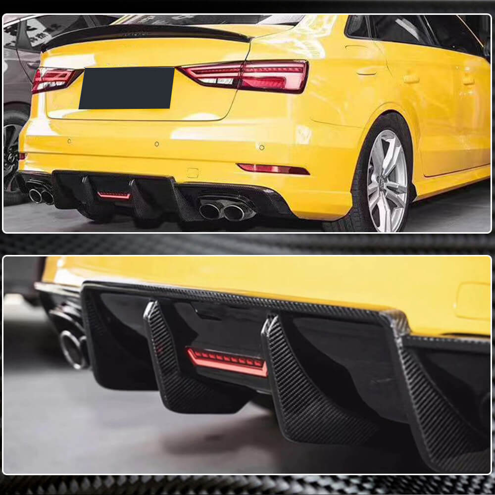 Audi S3 A3 Sline 8V.5 Sedan Facelift 2017-2020 Rear Bumper Diffuser Carbon Fiber-Ahacarbon