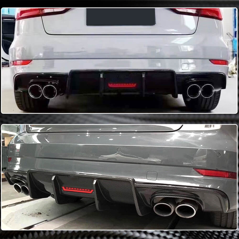 Audi S3 A3 Sline 8V.5 Sedan Facelift 2017-2020 Rear Bumper Diffuser Carbon Fiber-Ahacarbon