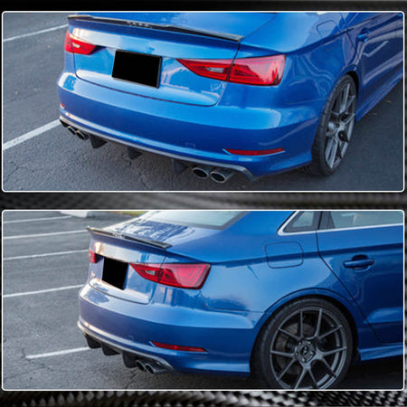 Audi S3 A3 Sline 8V Sedan Pre-facelift 2014-2016 Rear Bumper Diffuser Carbon Fiber-Ahacarbon