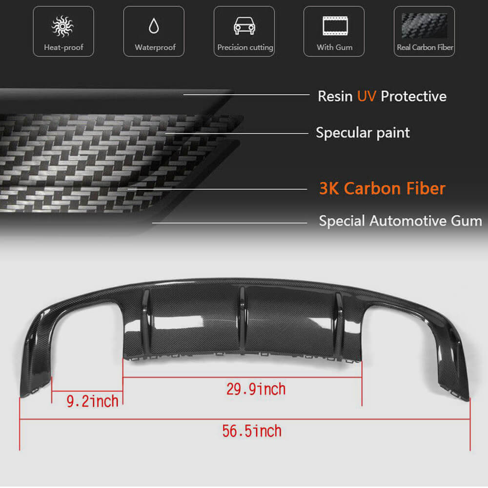 Audi S3 A3 Sline 8V Sedan Pre-facelift 2014-2016 Rear Bumper Diffuser Carbon Fiber-Ahacarbon