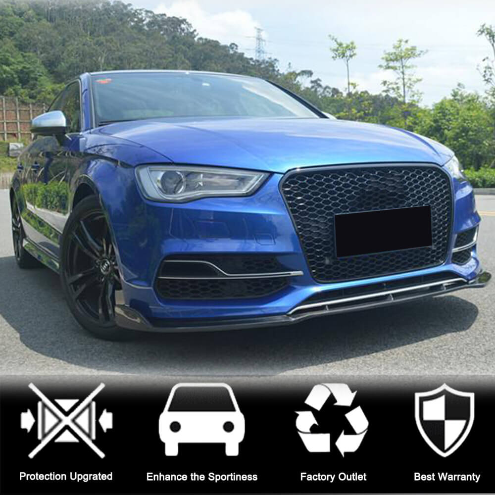 Audi S3 A3 Sline 8V Pre-facelit 2014-2016 Front Bumper Lip Carbon Fiber-Ahacarbon