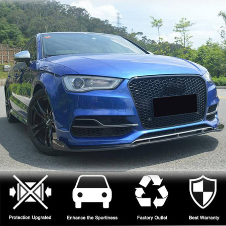 Audi S3 A3 Sline 8V Pre-facelit 2014-2016 Front Bumper Lip Carbon Fiber-Ahacarbon