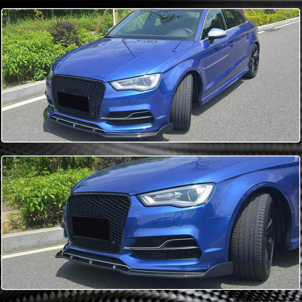 Audi S3 A3 Sline 8V Pre-facelit 2014-2016 Front Bumper Lip Carbon Fiber-Ahacarbon