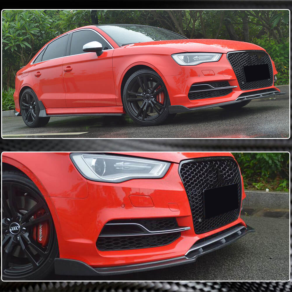 Audi S3 A3 Sline 8V Pre-facelit 2014-2016 Front Bumper Lip Carbon Fiber-Ahacarbon