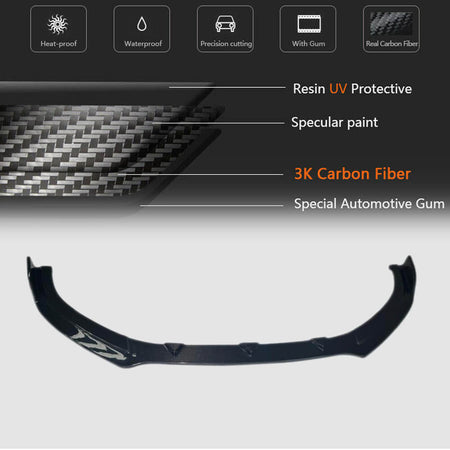 Audi S3 A3 Sline 8V Pre-facelit 2014-2016 Front Bumper Lip Carbon Fiber-Ahacarbon