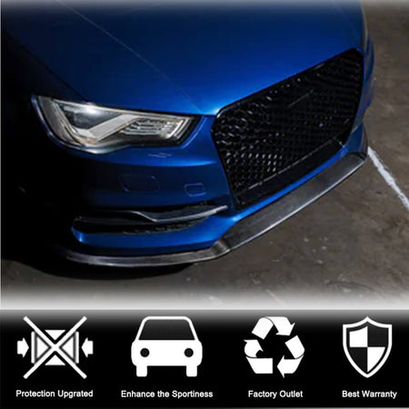 Audi S3 A3 Sline 8V Sedan Pre-facelift 2014-2016 Front Bumper Lip Carbon Fiber-Ahacarbon