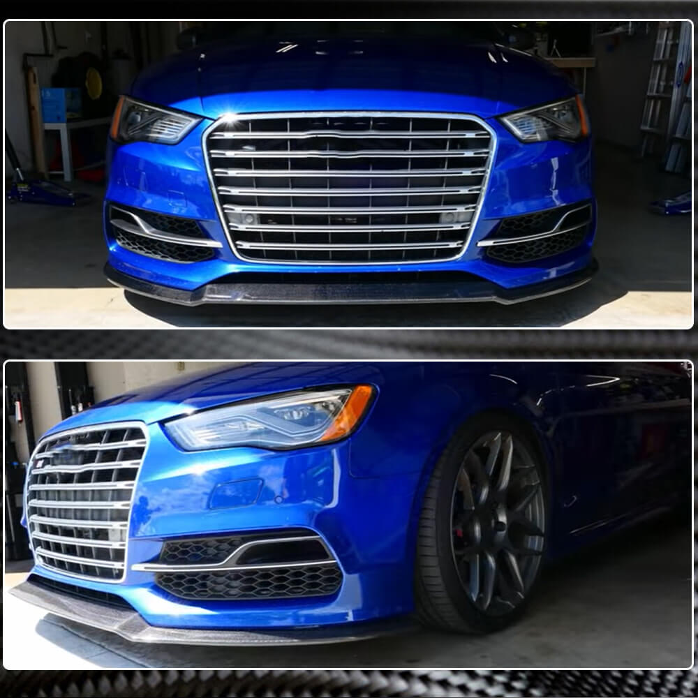 Audi S3 A3 Sline 8V Sedan Pre-facelift 2014-2016 Front Bumper Lip Carbon Fiber-Ahacarbon
