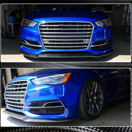 Audi S3 A3 Sline 8V Sedan Pre-facelift 2014-2016 Front Bumper Lip Carbon Fiber-Ahacarbon