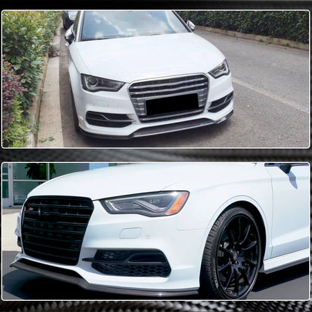 Audi S3 A3 Sline 8V Sedan Pre-facelift 2014-2016 Front Bumper Lip Carbon Fiber-Ahacarbon