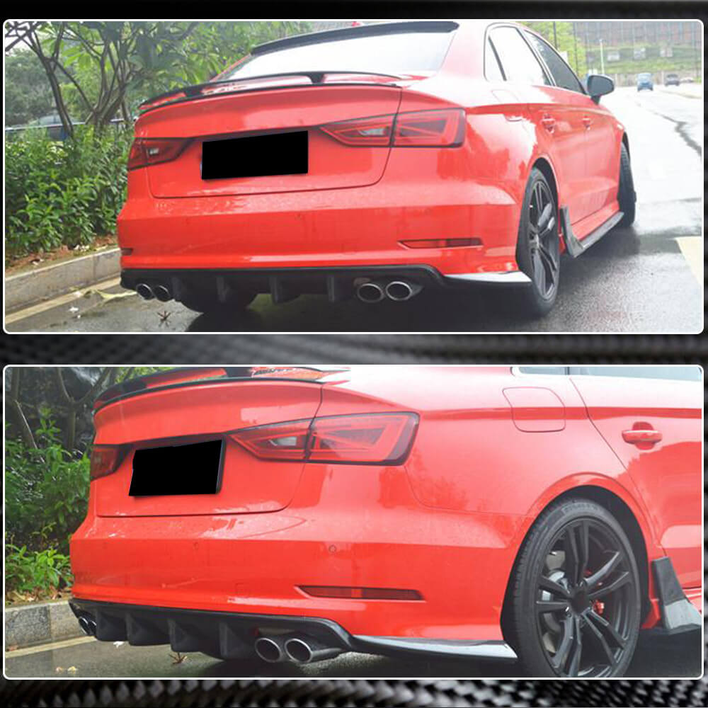 Audi S3 A3 Sline 8V Sedan Pre-facelift 2014-2016 Rear Bumper Diffuser Carbon Fiber-Ahacarbon