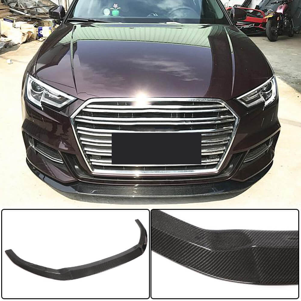Audi S3 A3 Sline 8V.5 Sedan 2017-2020 Front Bumper Lip Carbon Fiber-Ahacarbon