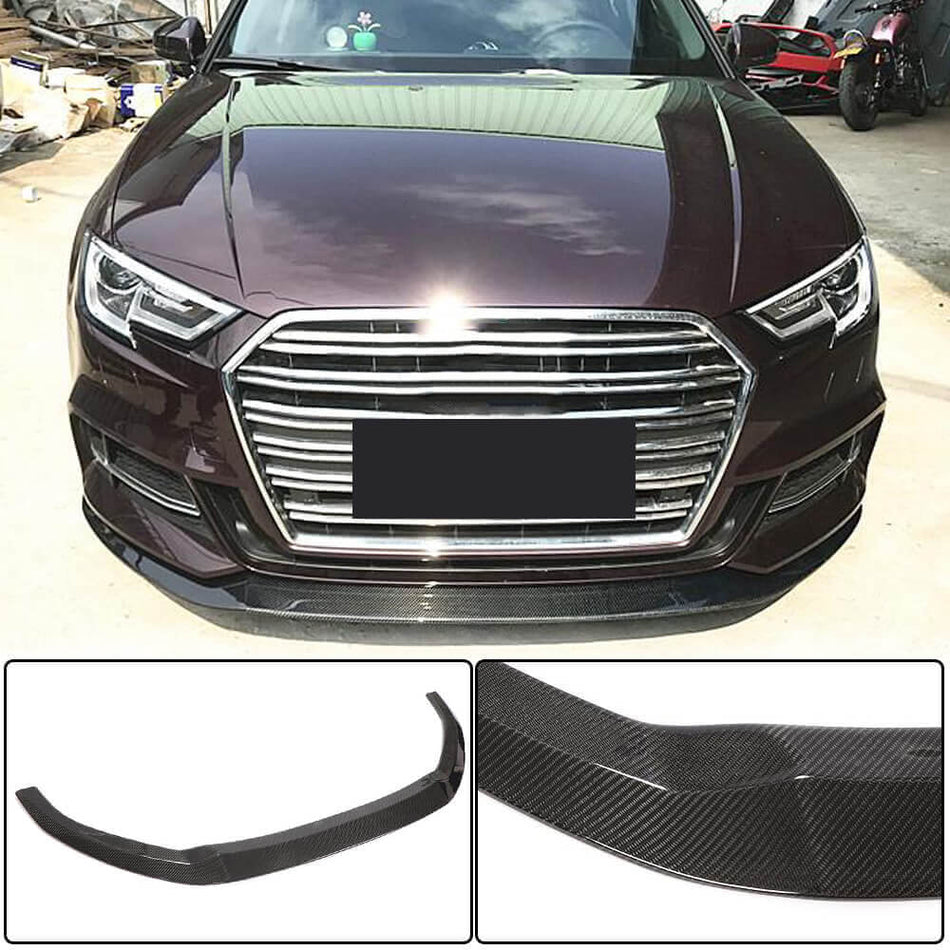 Audi S3 A3 Sline 8V.5 Sedan 2017-2020 Front Bumper Lip Carbon Fiber-Ahacarbon