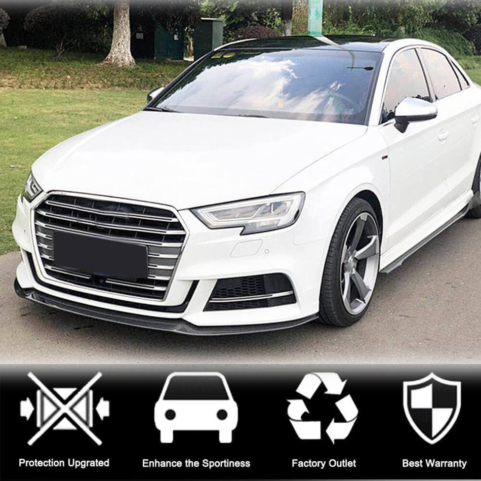 Audi S3 A3 Sline 8V.5 Sedan 2017-2020 Front Bumper Lip Carbon Fiber-Ahacarbon