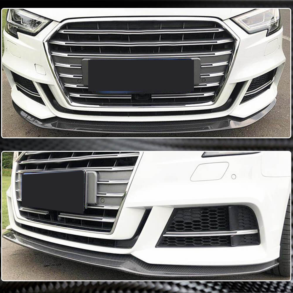 Audi S3 A3 Sline 8V.5 Sedan 2017-2020 Front Bumper Lip Carbon Fiber-Ahacarbon