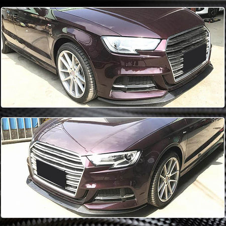 Audi S3 A3 Sline 8V.5 Sedan 2017-2020 Front Bumper Lip Carbon Fiber-Ahacarbon
