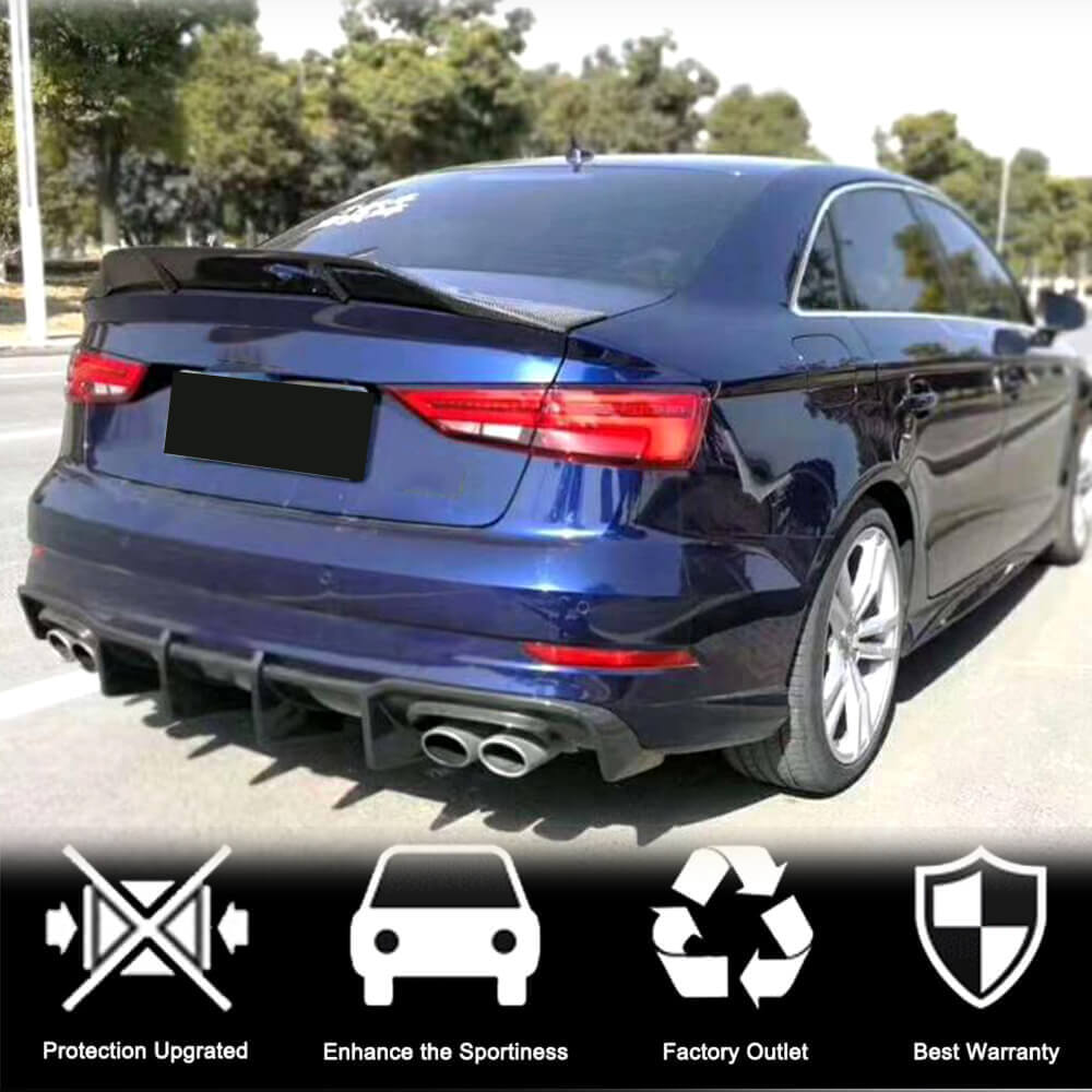 Audi S3 A3 Sline 8V.5 Sedan Facelift 2017-2020 Rear Bumper Diffuser Lip Carbon Fiber/FRP-Ahacarbon