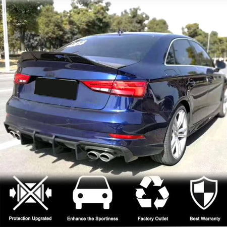 Audi S3 A3 Sline 8V.5 Sedan Facelift 2017-2020 Rear Bumper Diffuser Lip Carbon Fiber/FRP-Ahacarbon
