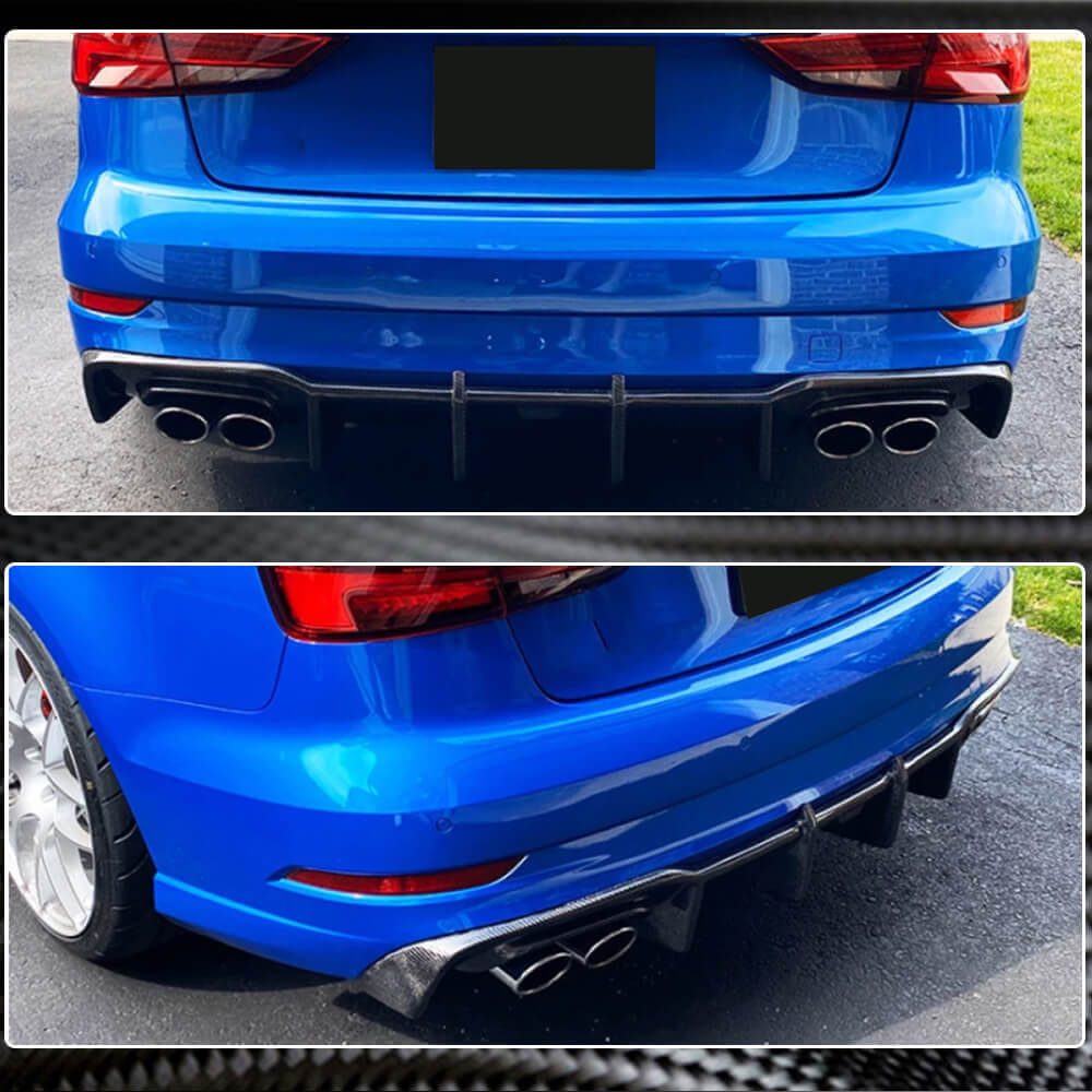 Audi S3 A3 Sline 8V.5 Sedan Facelift 2017-2020 Rear Bumper Diffuser Lip Carbon Fiber/FRP-Ahacarbon