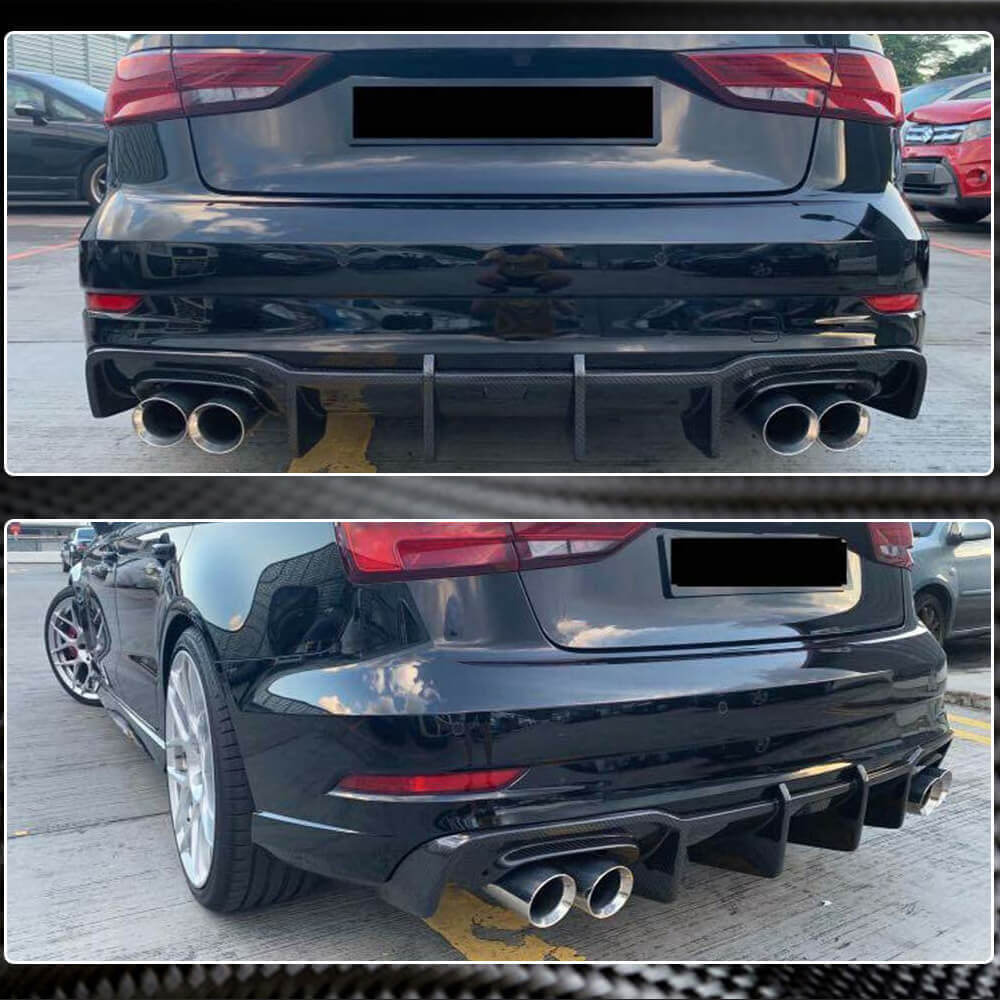Audi S3 A3 Sline 8V.5 Sedan Facelift 2017-2020 Rear Bumper Diffuser Lip Carbon Fiber/FRP-Ahacarbon