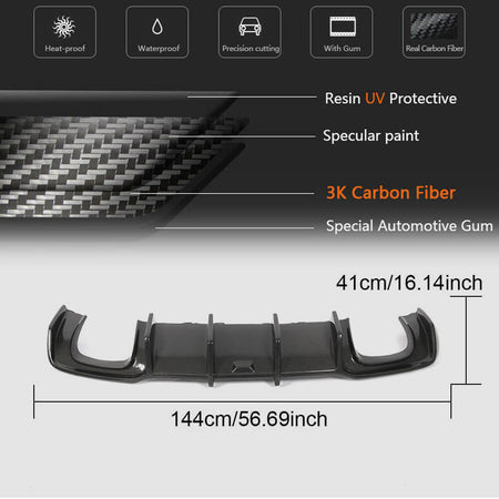 Audi S3 A3 Sline 8V.5 Sedan Facelift 2017-2020 Rear Bumper Diffuser Lip Carbon Fiber/FRP-Ahacarbon