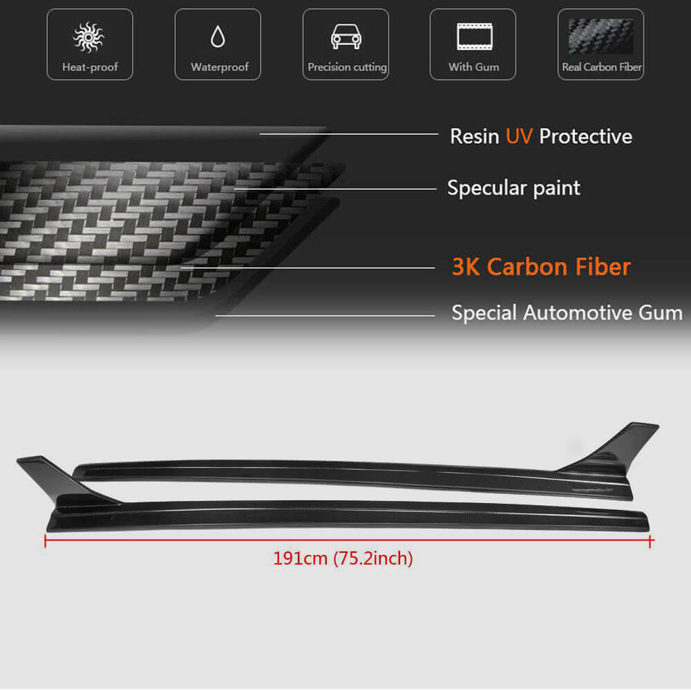 Audi S3 A3 8V Sline Sedan 2014-2019 Side Skirts Carbon Fiber-Ahacarbon