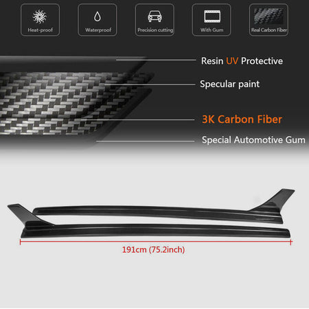 Audi S3 A3 8V Sline Sedan 2014-2019 Side Skirts Carbon Fiber-Ahacarbon