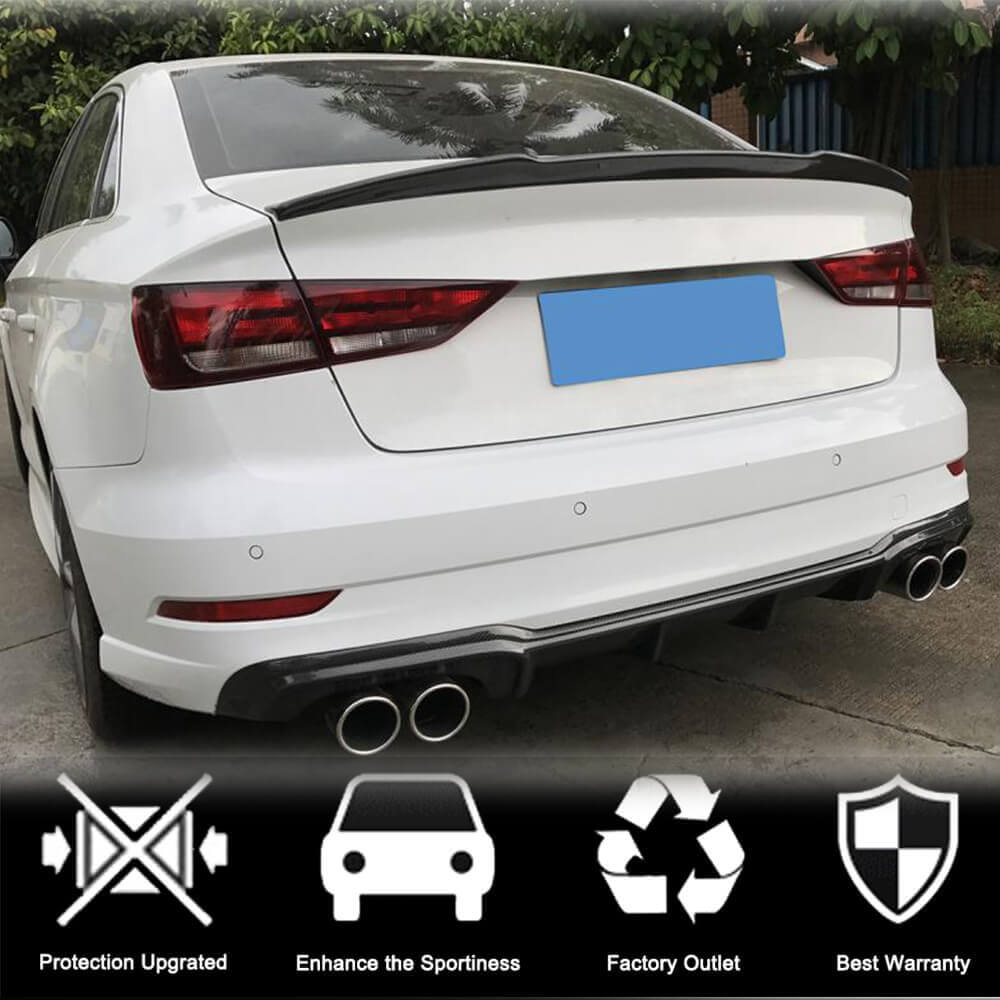 Audi S3 A3 Sline 8V Sedan Facelift 2017-2020 Rear Bumper Diffuser Carbon Fiber-Ahacarbon
