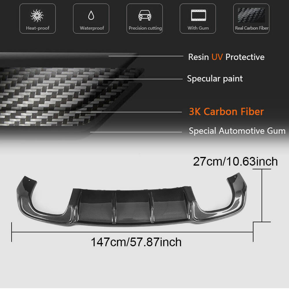 Audi S3 A3 Sline 8V Sedan Facelift 2017-2020 Rear Bumper Diffuser Carbon Fiber-Ahacarbon