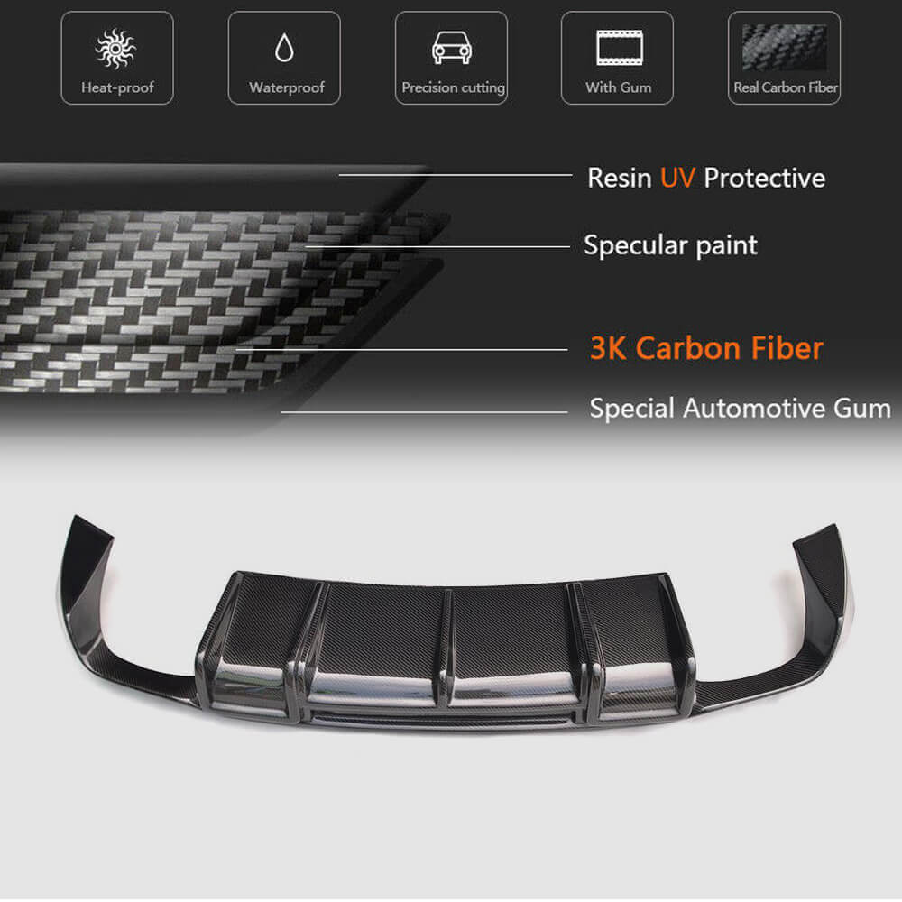 Audi S3 A3 Sline 8V Sedan Pre-facelift 2014-2016 Rear Bumper Diffuser Carbon Fiber-Ahacarbon