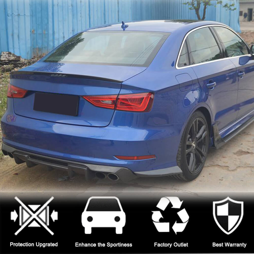 Audi S3 A3 Sline 8V Sedan Pre-facelift 2014-2016 Rear Bumper Splitters Carbon Fiber-Ahacarbon