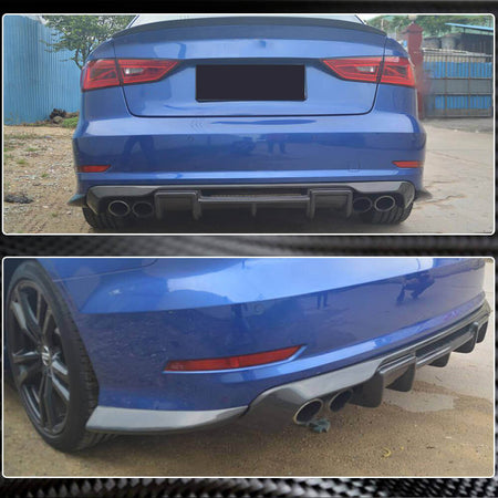 Audi S3 A3 Sline 8V Sedan Pre-facelift 2014-2016 Rear Bumper Splitters Carbon Fiber-Ahacarbon
