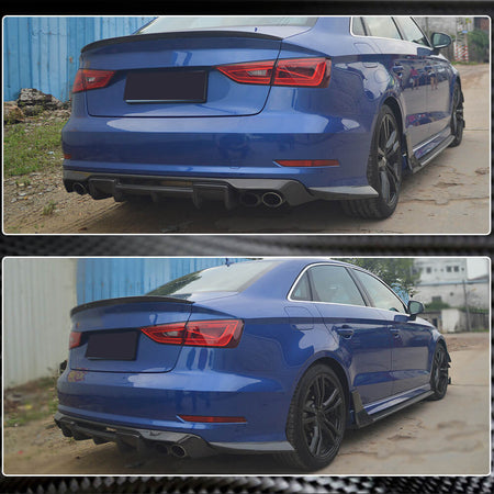 Audi S3 A3 Sline 8V Sedan Pre-facelift 2014-2016 Rear Bumper Splitters Carbon Fiber-Ahacarbon
