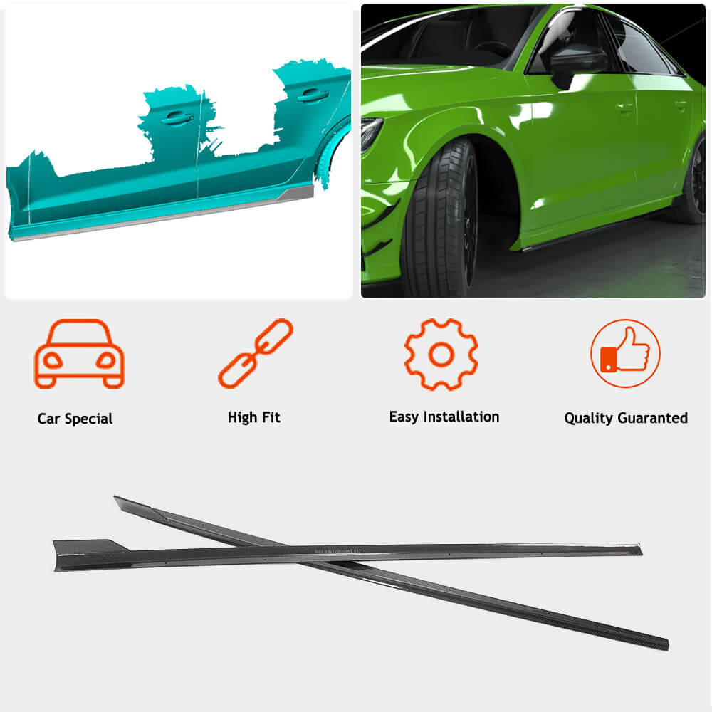 Audi S3 RS3 8V 8V.5 Sedan 2014-2019 Side Skirts Carbon Fiber-Ahacarbon