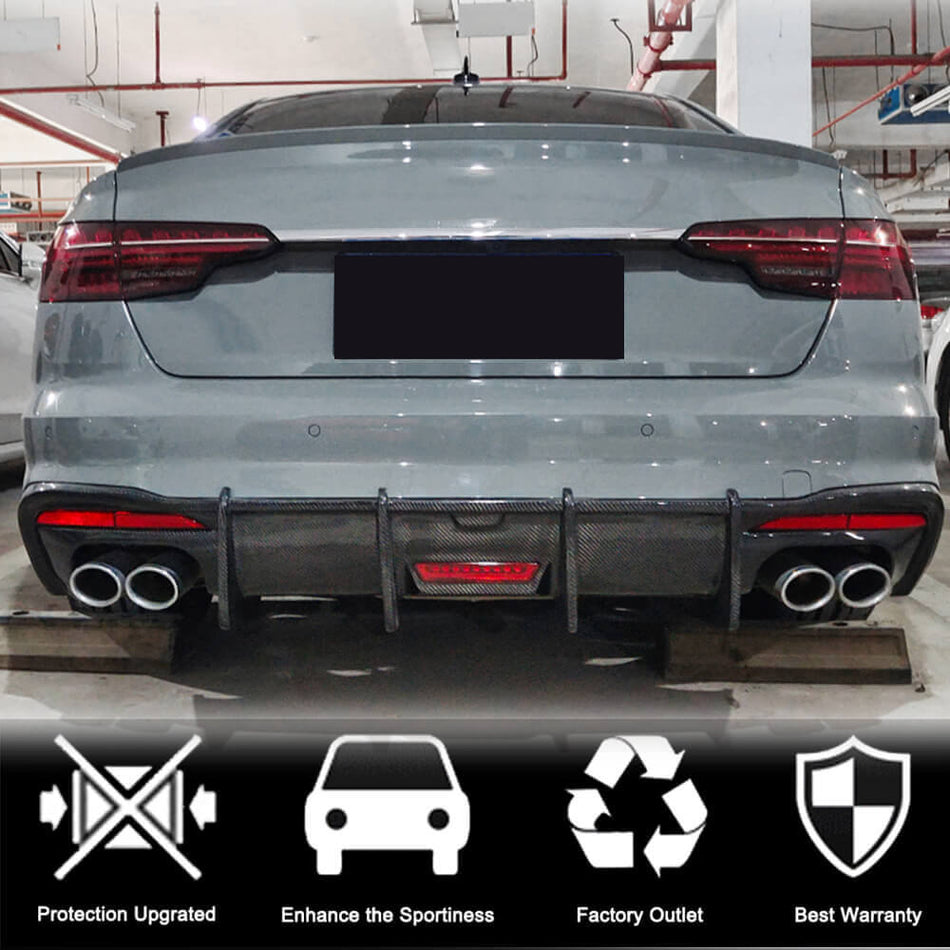 Audi S4 A4 Sline B10 Sedan 2021UP Rear Bumper Diffuser Carbon Fiber-Ahacarbon