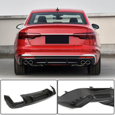Audi S4 A4 B10 Sline Sedan 2021UP Rear Bumper Diffuser Dry Carbon Fiber-Ahacarbon