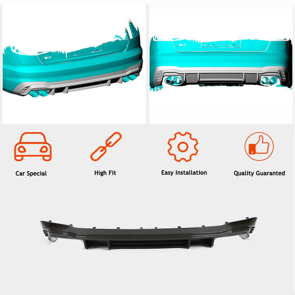 Audi S4 A4 B10 Sline Sedan 2021UP Rear Bumper Diffuser Dry Carbon Fiber-Ahacarbon
