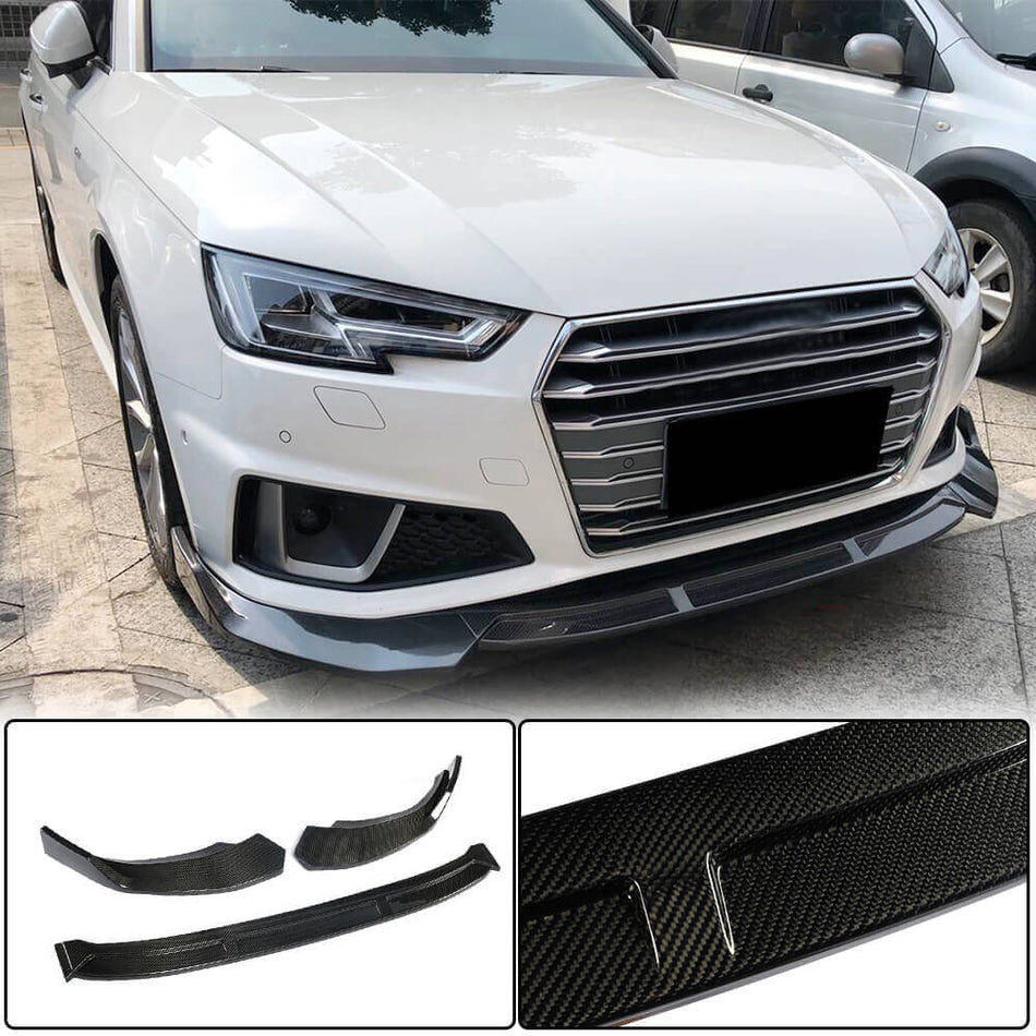 Audi S4 A4 B9 Sline Sedan 2019 Front Bumper Lip Carbon Fiber-Ahacarbon