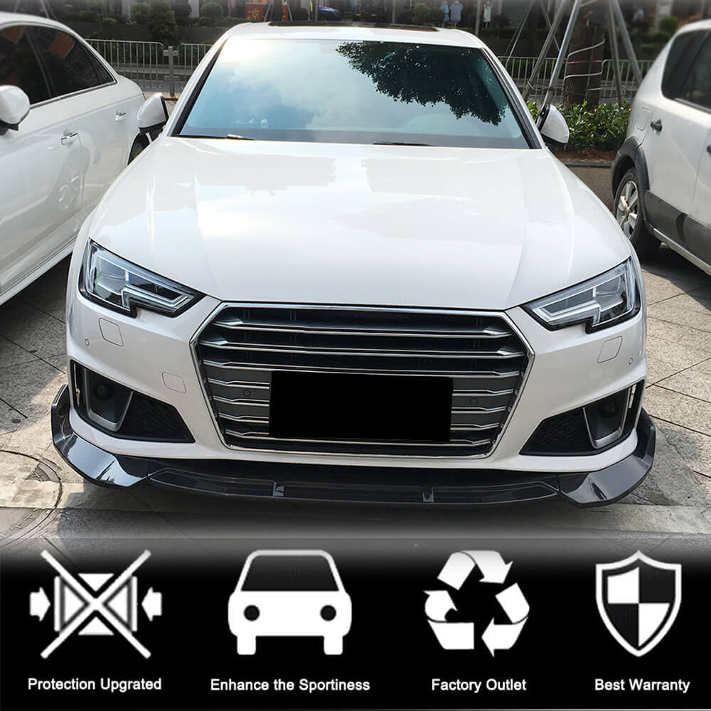 Audi S4 A4 B9 Sline Sedan 2019 Front Bumper Lip Carbon Fiber-Ahacarbon