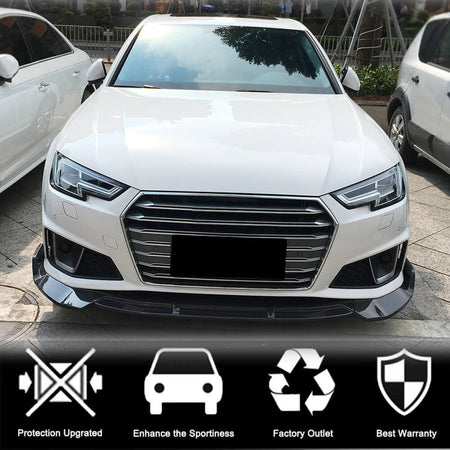 Audi S4 A4 B9 Sline Sedan 2019 Front Bumper Lip Carbon Fiber-Ahacarbon